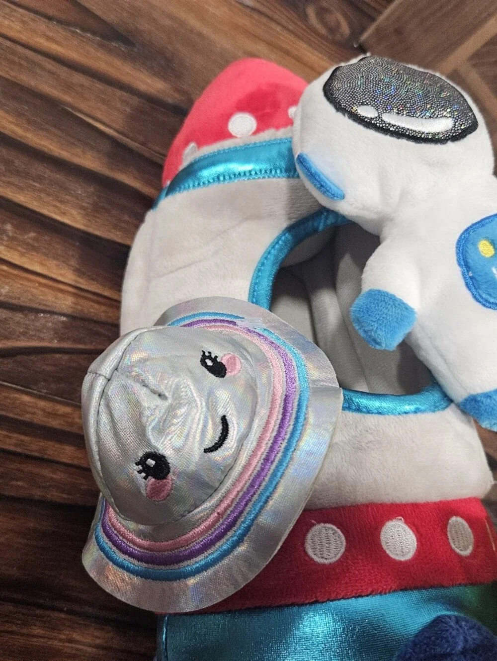 Moon & Stars Rocket Space Ship Plush with Astronaut & UFO Alien Toy